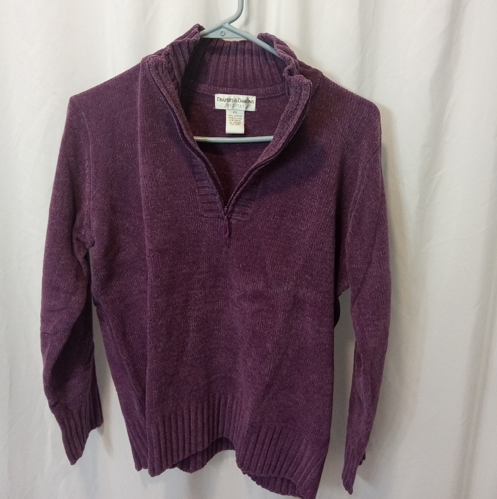 NWT Mock Neck Sweater Knit Warm Cozy Flattering 1/4 Soft Plum Fabulous Color Pop